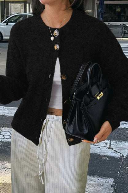 Minimalist Button Long Sleeve Christmas Cardigan