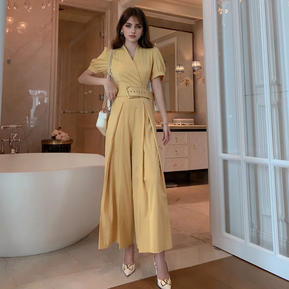 JuliaFashion - Summer Sheer Elegant Lantern Sleeve Jumpsuits