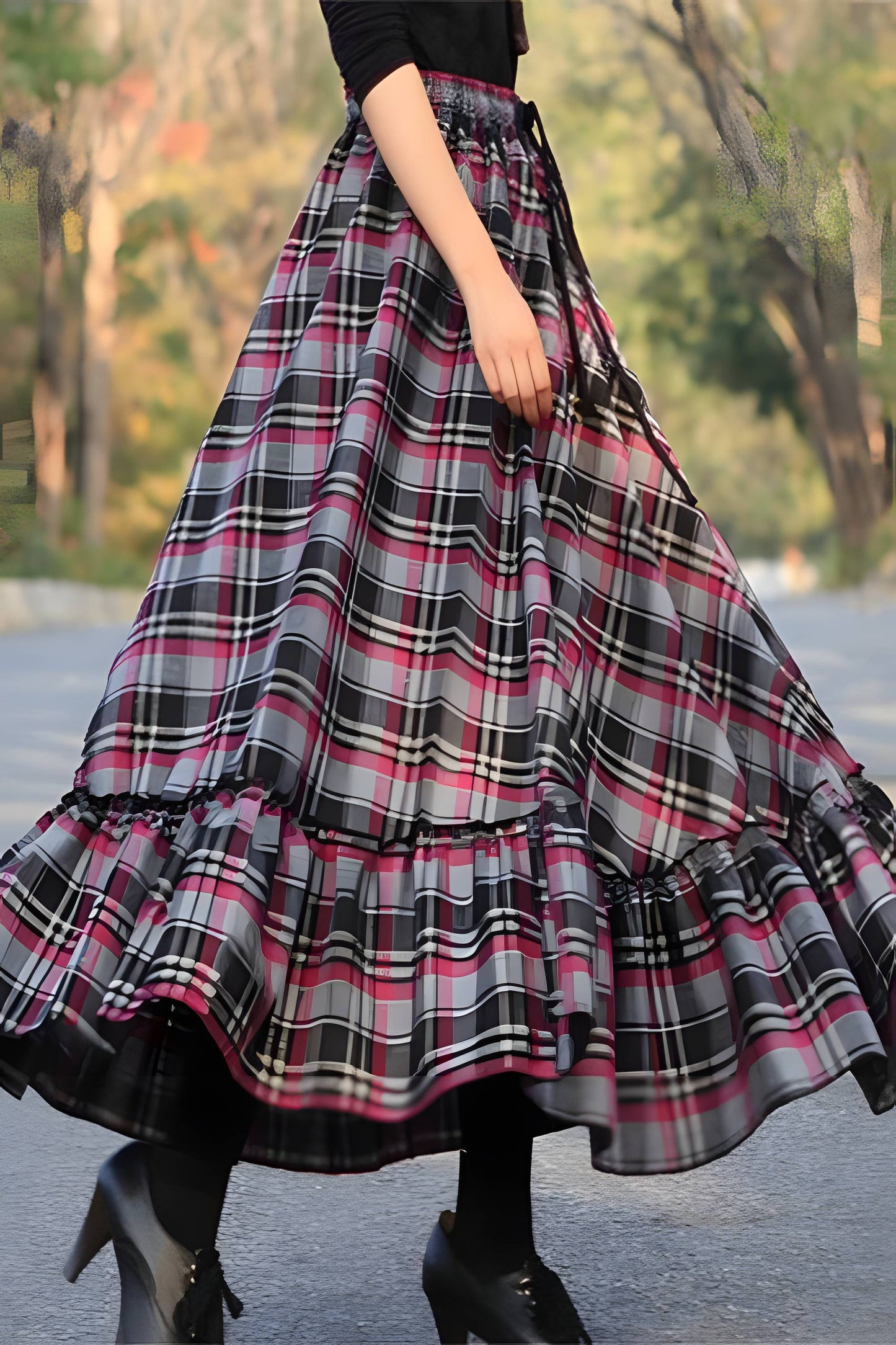 Flowing Midi A-Line Christmas Skirt