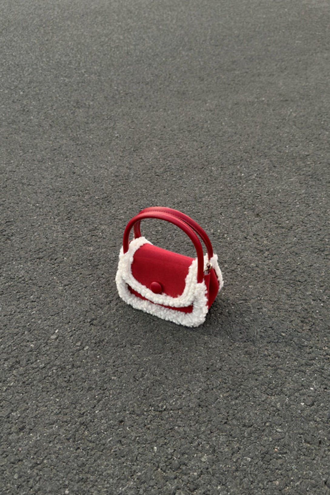 Fuzzy Red Square Mini Bag Handheld Shoulder Crossbody Bag