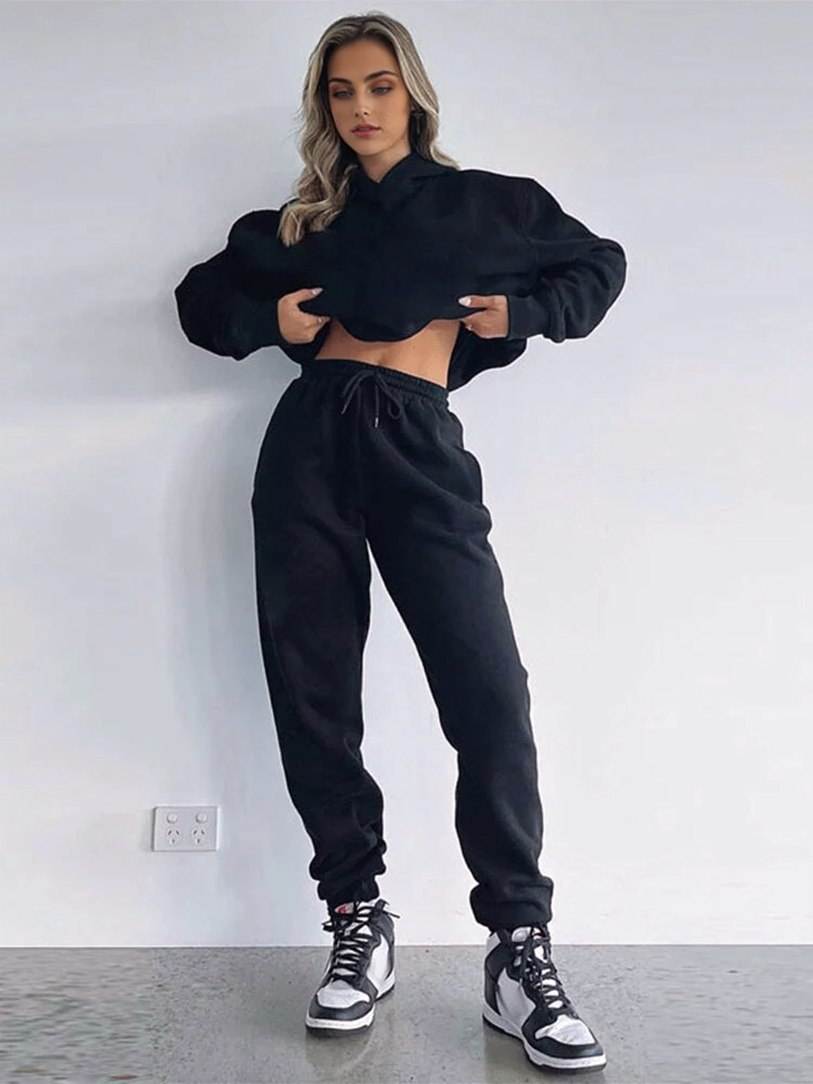 JuliaFashion - 2024 Tracksuit Suits Sweatshirt Solid Casual Sportswear Suit