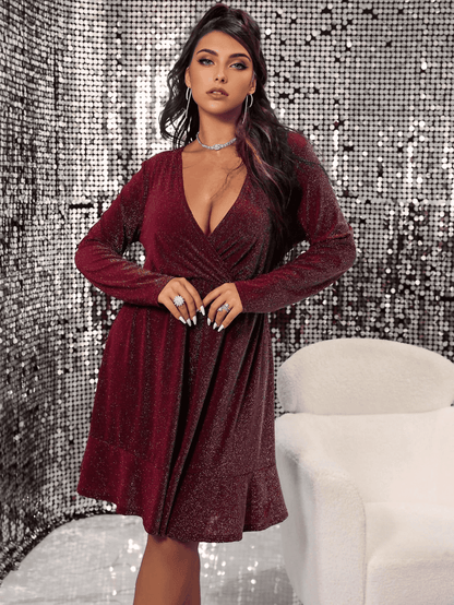 JuliaFashion - 2024 Sexy Curve V-Neck Long Sleeve Evening Party Dress