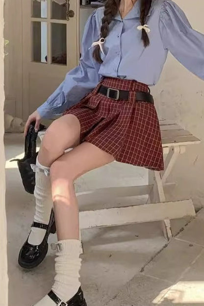 Plus Size Plaid Pleated Christmas Skirt