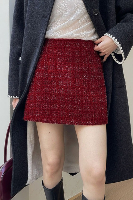 Heavyweight Wool Plaid Bodycon Christmas Skirt