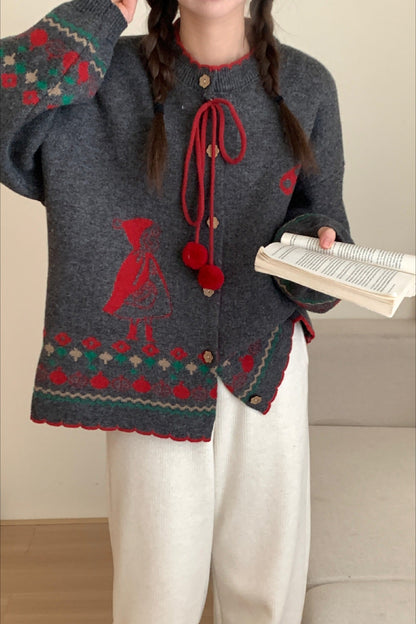 Pompom Oversized Christmas Cardigan