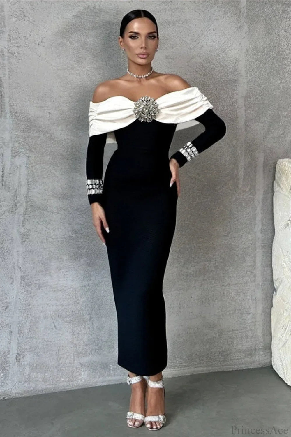 Elegant Sequin Sexy Off-the-Shoulder Wedding Dress