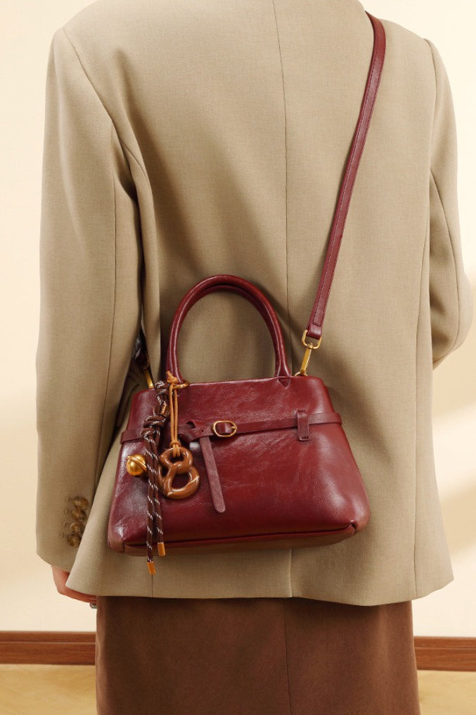 Red Vintage Luxe Handheld Crossbody Everyday Bag