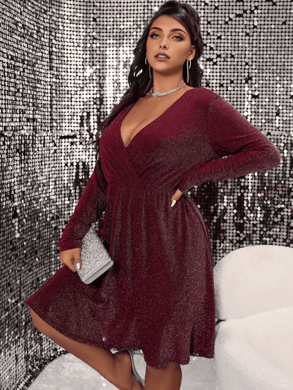 JuliaFashion - 2024 Sexy Curve V-Neck Long Sleeve Evening Party Dress