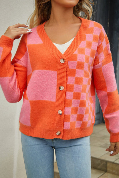 Plaid Panel Plus Size Christmas Cardigan