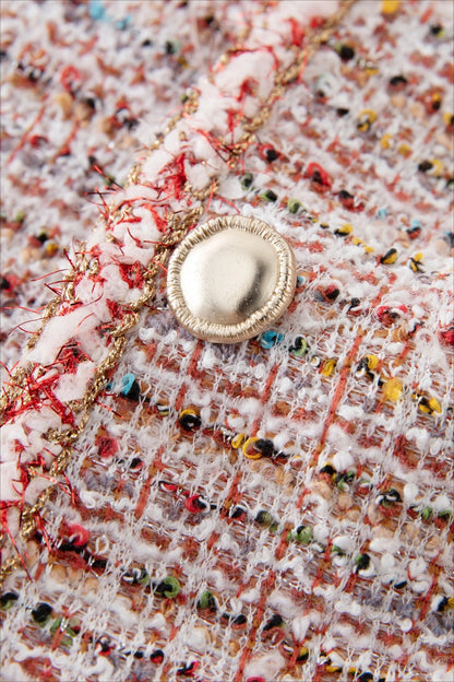 Round Neck Tweed Blend Christmas Outerwear