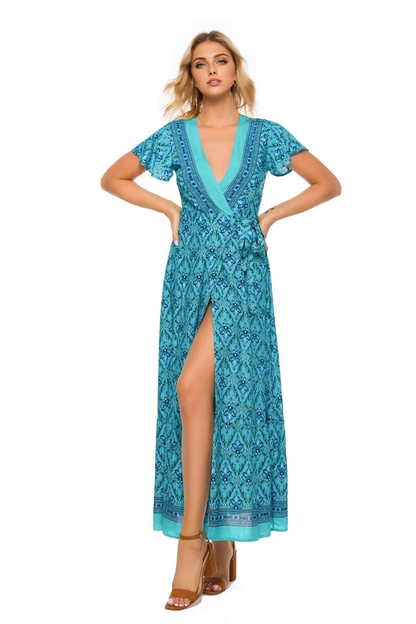 JuliaFashion-Boho Chic Summer Wrap Long Dress