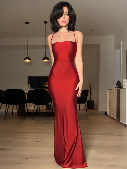 Backless Draped Bandage Maxi Christmas Party Dress