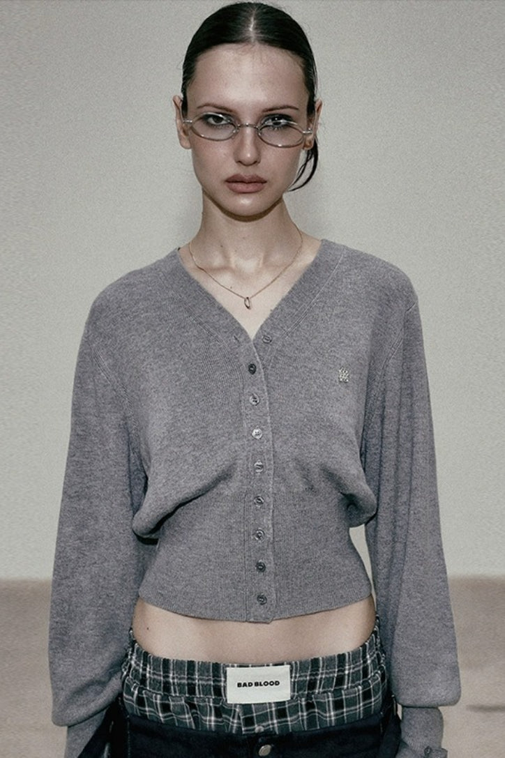 Embroidered Cotton V Neck Christmas Cardigan