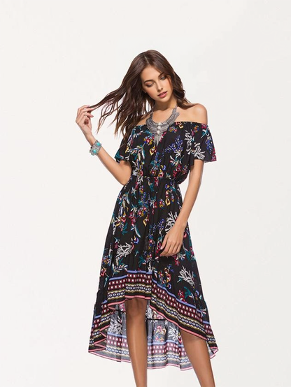 JuliaFashion-Doing It Right Floral Off Shoulder Midi Dress