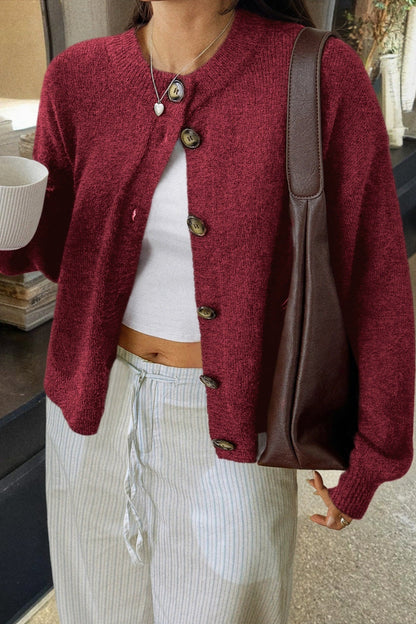 Minimalist Button Long Sleeve Christmas Cardigan