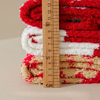 Cute Coral Fleece Thick Warm Mid Calf Christmas Socks