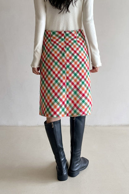 Checkered Wool Christmas Skirt