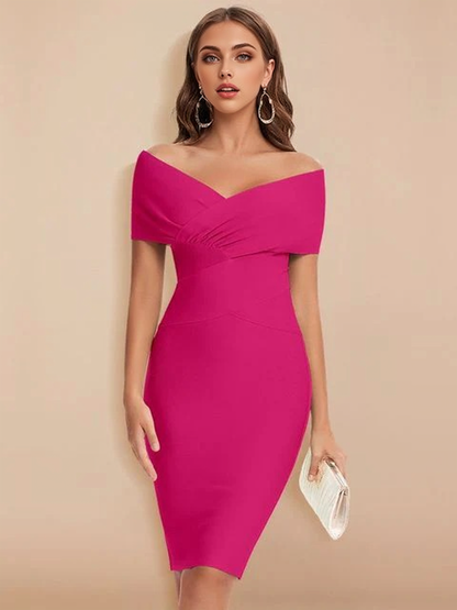 JuliaFashion - 2024 Sexy Off Shoulder V-Neck Bandage Dress