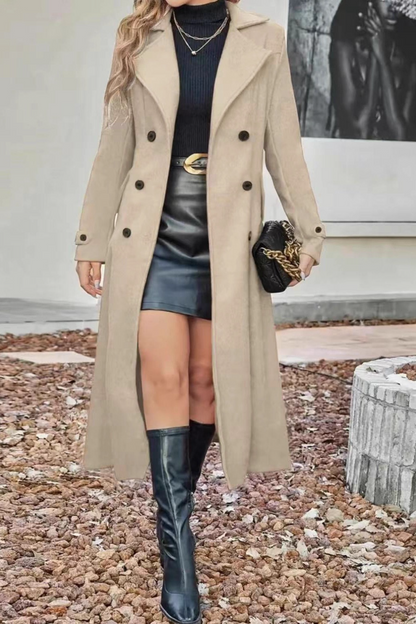 Wool Blend Lapel Double Breasted Chic Christmas Outerwear