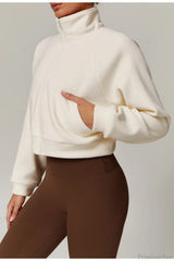 Fleece Athletic Stand Collar Zip Yoga Jacket