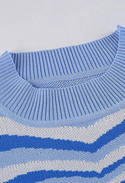 Heart Embroidered Stripe Trendy Crop Cami Top Sweaters-L