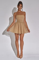 Esther - Back-Knot Strapless Sparkle Dress