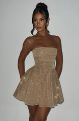 Esther - Back-Knot Strapless Sparkle Dress