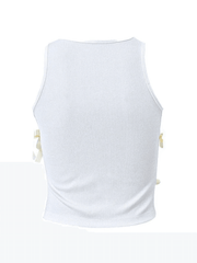 Lace Up Ribbed Cropped Tank Top Tops&Tees