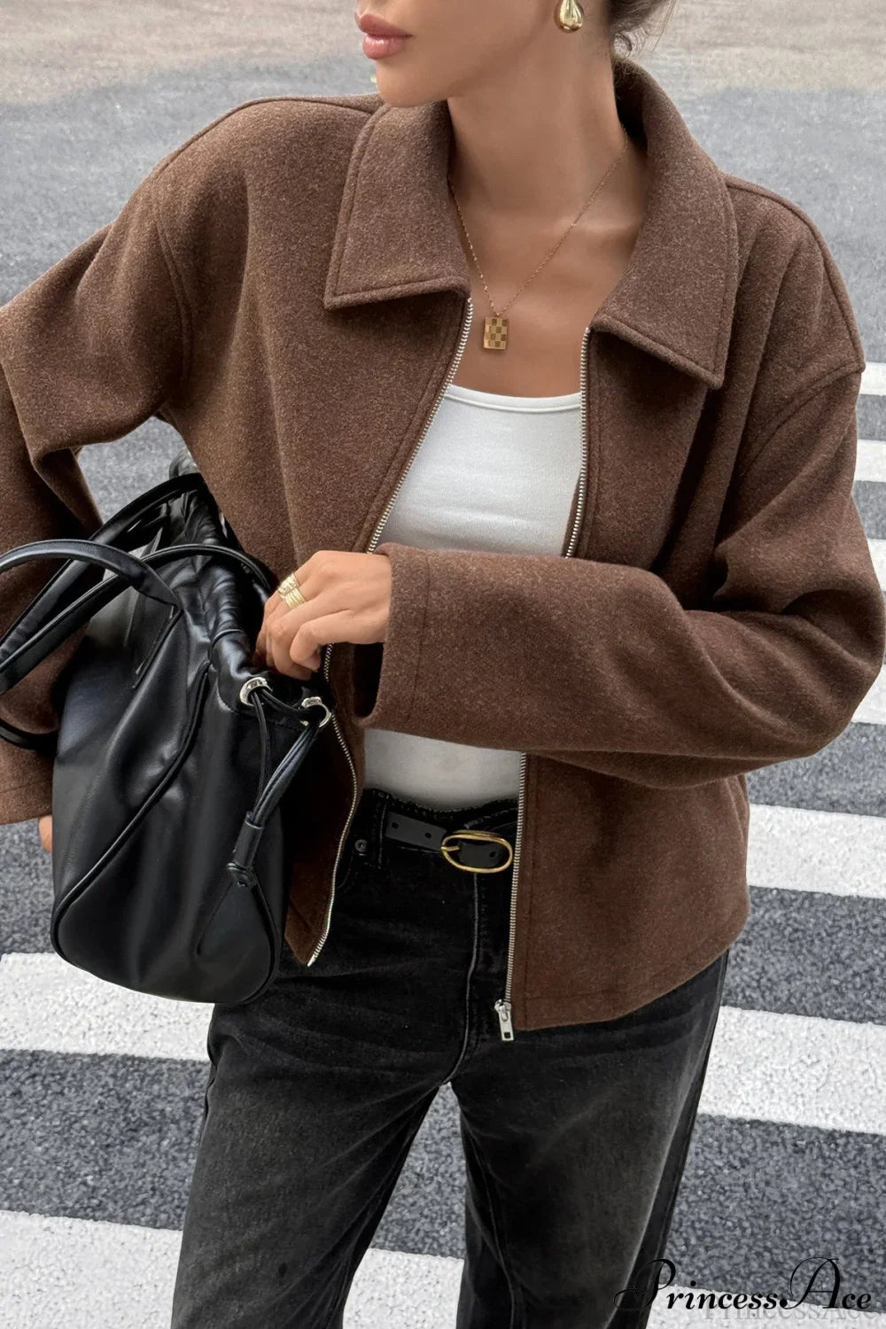 Long Sleeve Elegant Versatile Coat Brown / S