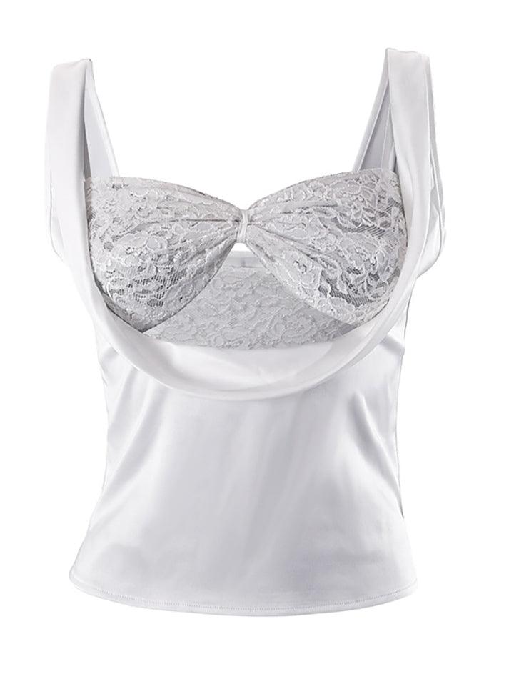 Satin Draped Lace Bralette Top Tops&Tees