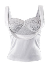 Satin Draped Lace Bralette Top Tops&Tees