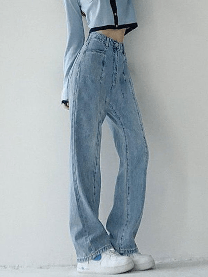 Seam Detail Washed Boyfriend Jeans Jeans