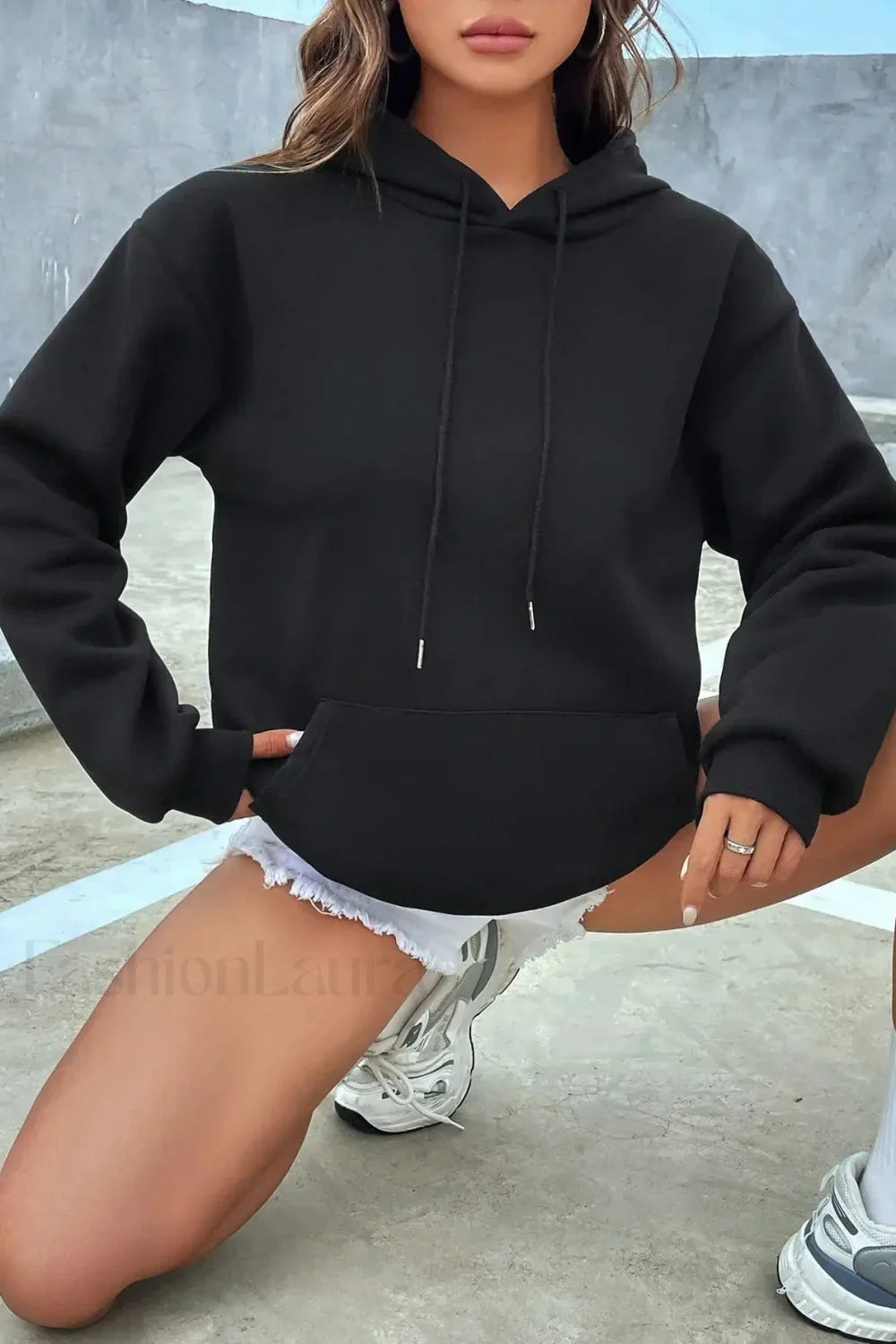 Solid Color Casual Pocket Hoodie