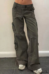 Washed Multi Pocket Denim Cargo Pants Grey / S