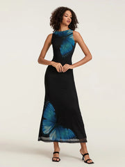 Floral Sleeveless Bodycon Back Hollowed Lacing Tank Party Floral Dress floraldress-250126