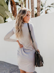 JuliaFashion-Long Sleeve Bodycon Mini Dress