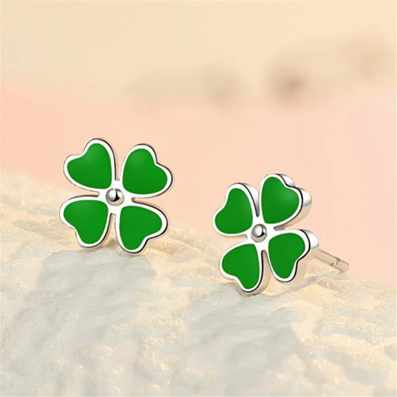 JuliaFashion-Classic Lucky Four-Leaf Clover Ear Stud Earrings