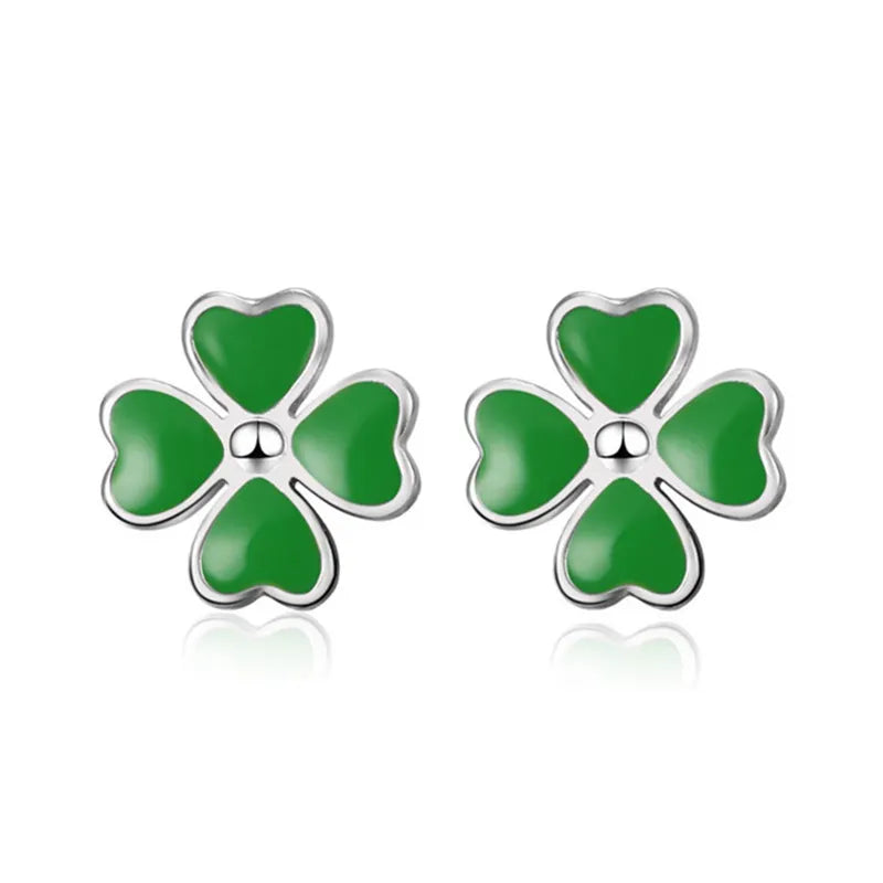 JuliaFashion-Classic Lucky Four-Leaf Clover Ear Stud Earrings