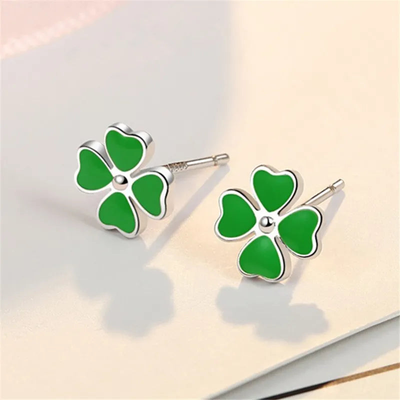 JuliaFashion-Classic Lucky Four-Leaf Clover Ear Stud Earrings