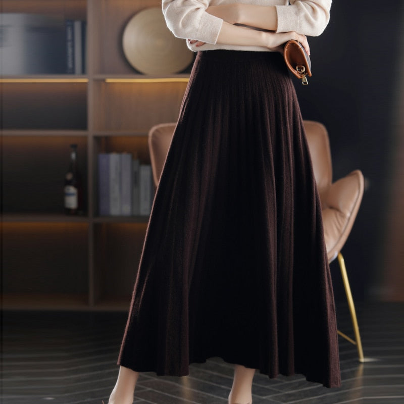 JuliaFashion-Chinese-Style High Waist Wool Mini Skirt