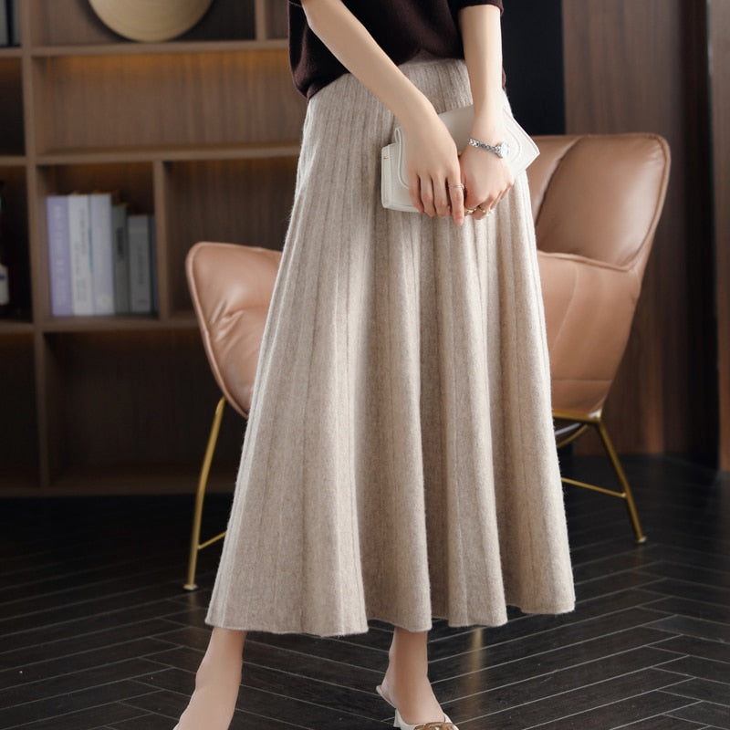 JuliaFashion-Chinese-Style High Waist Wool Mini Skirt