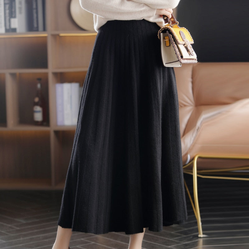 JuliaFashion-Chinese-Style High Waist Wool Mini Skirt