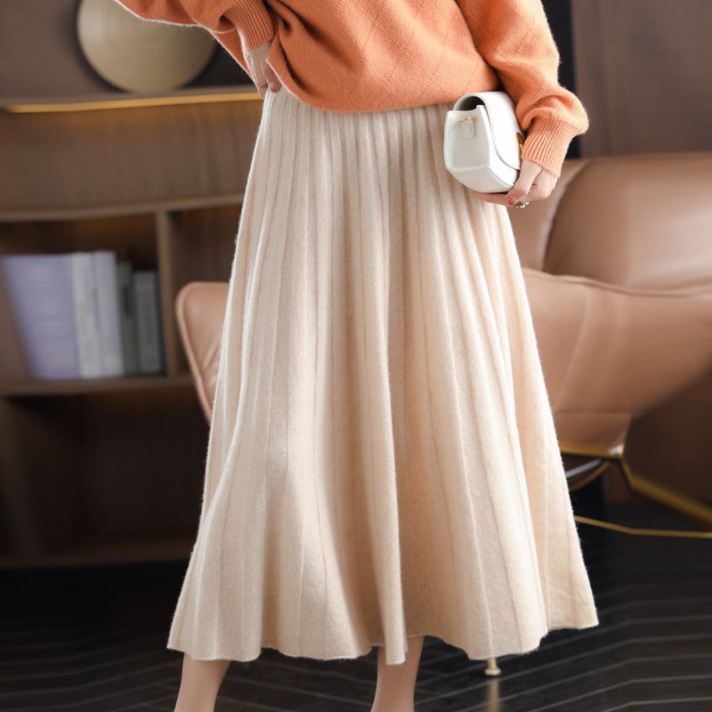 JuliaFashion-Chinese-Style High Waist Wool Mini Skirt