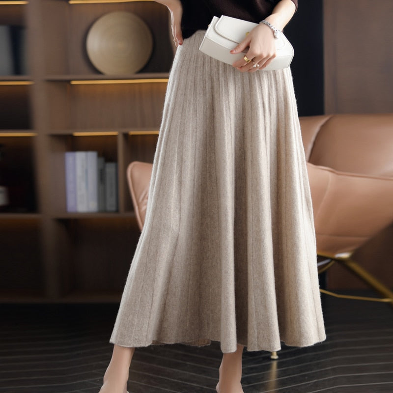 JuliaFashion-Chinese-Style High Waist Wool Mini Skirt