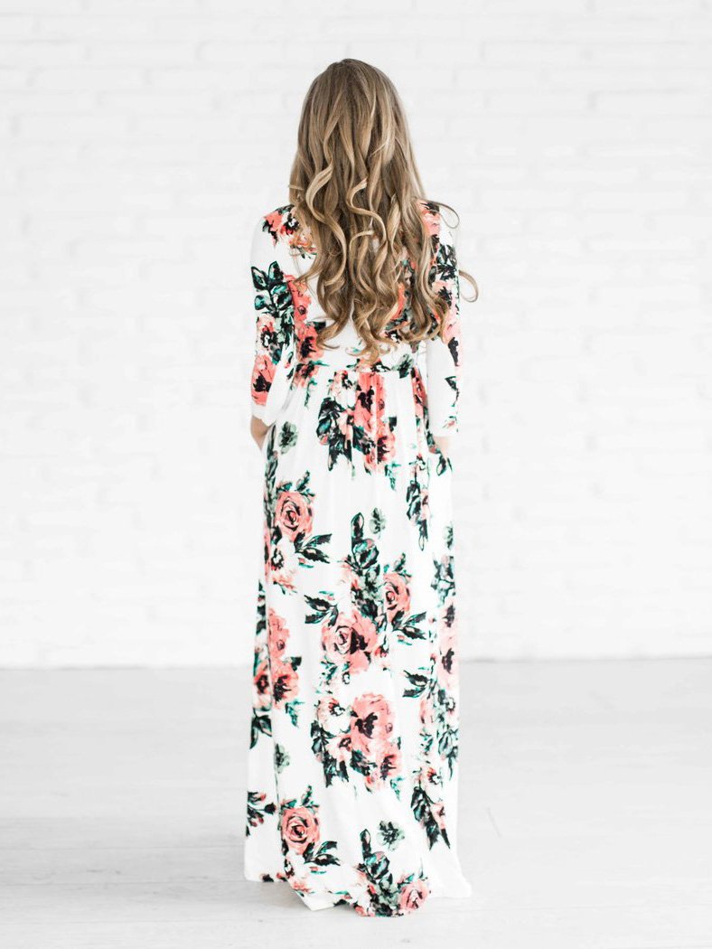 JuliaFashion-In Bloom Floral Print Maxi Dress