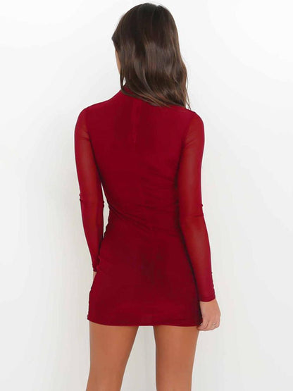 JuliaFashion-Look Of Love Mesh Sleeve Bodycon Dress