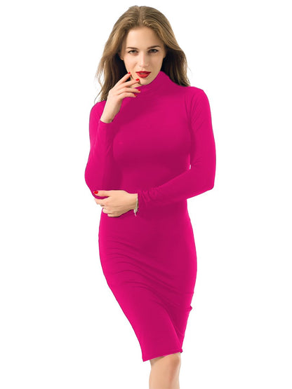 JuliaFashion-Love Spell Mock Neck Bodycon Dress