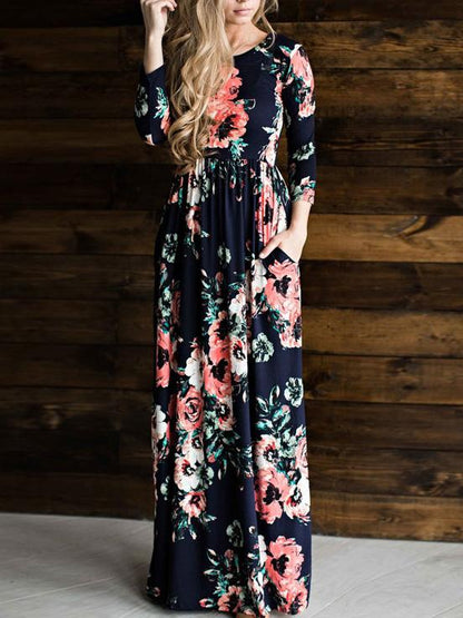 JuliaFashion-In Bloom Floral Print Maxi Dress