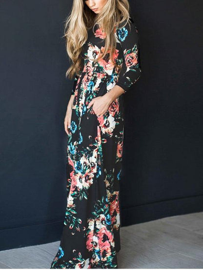 JuliaFashion-In Bloom Floral Print Maxi Dress