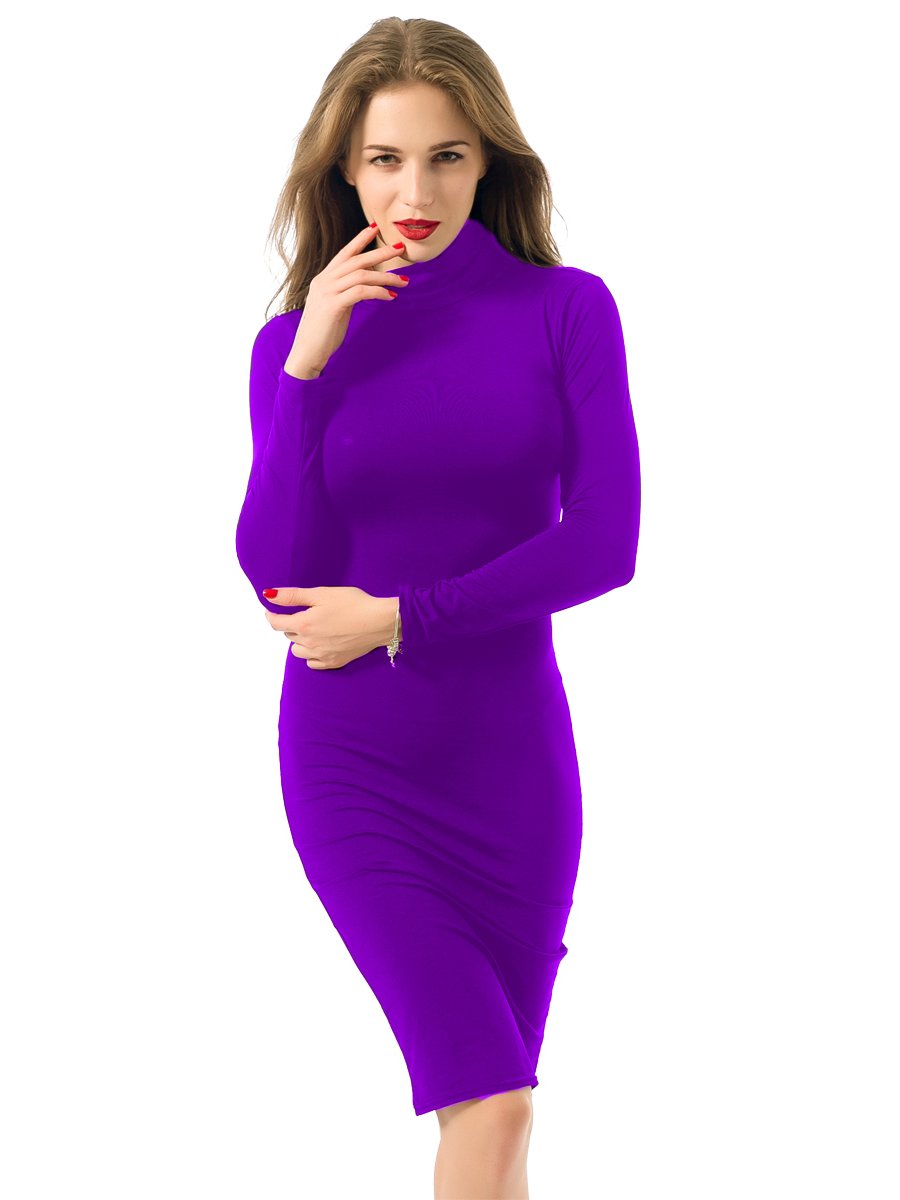 JuliaFashion-Love Spell Mock Neck Bodycon Dress